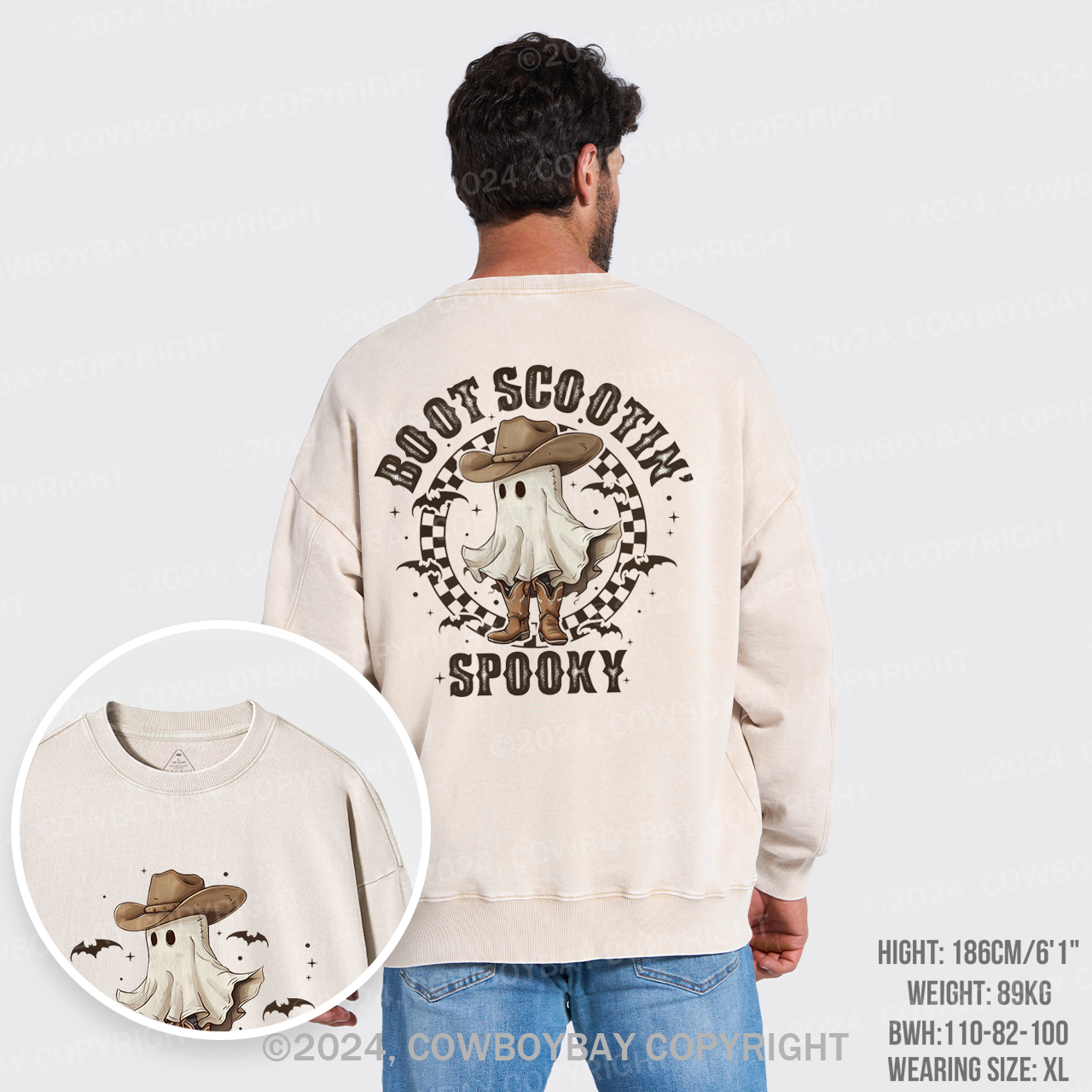 Western Halloween Boot Scoot Spooky Washed Sweatshirts