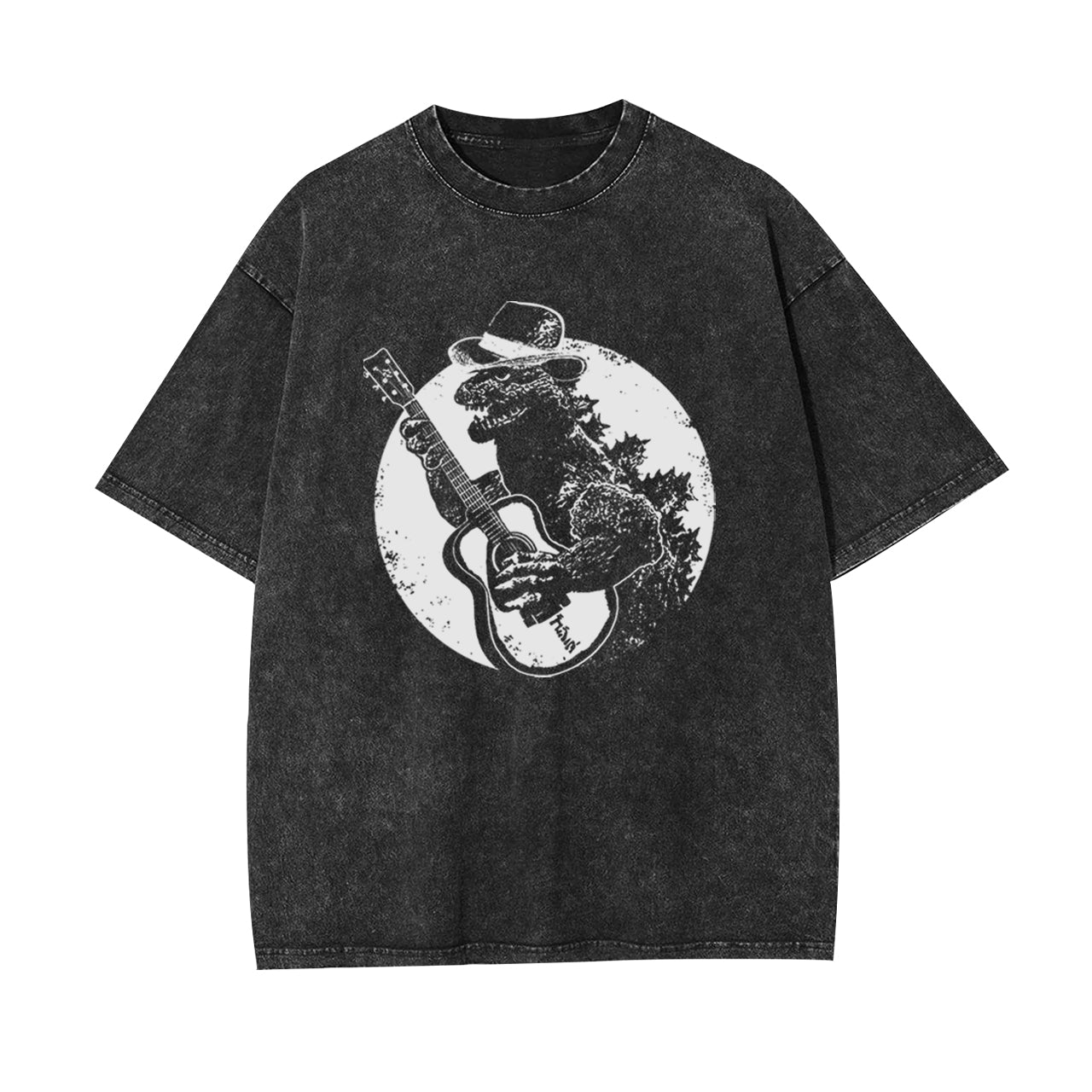 Dinosaur Playing Guitar Garment-dye Tees