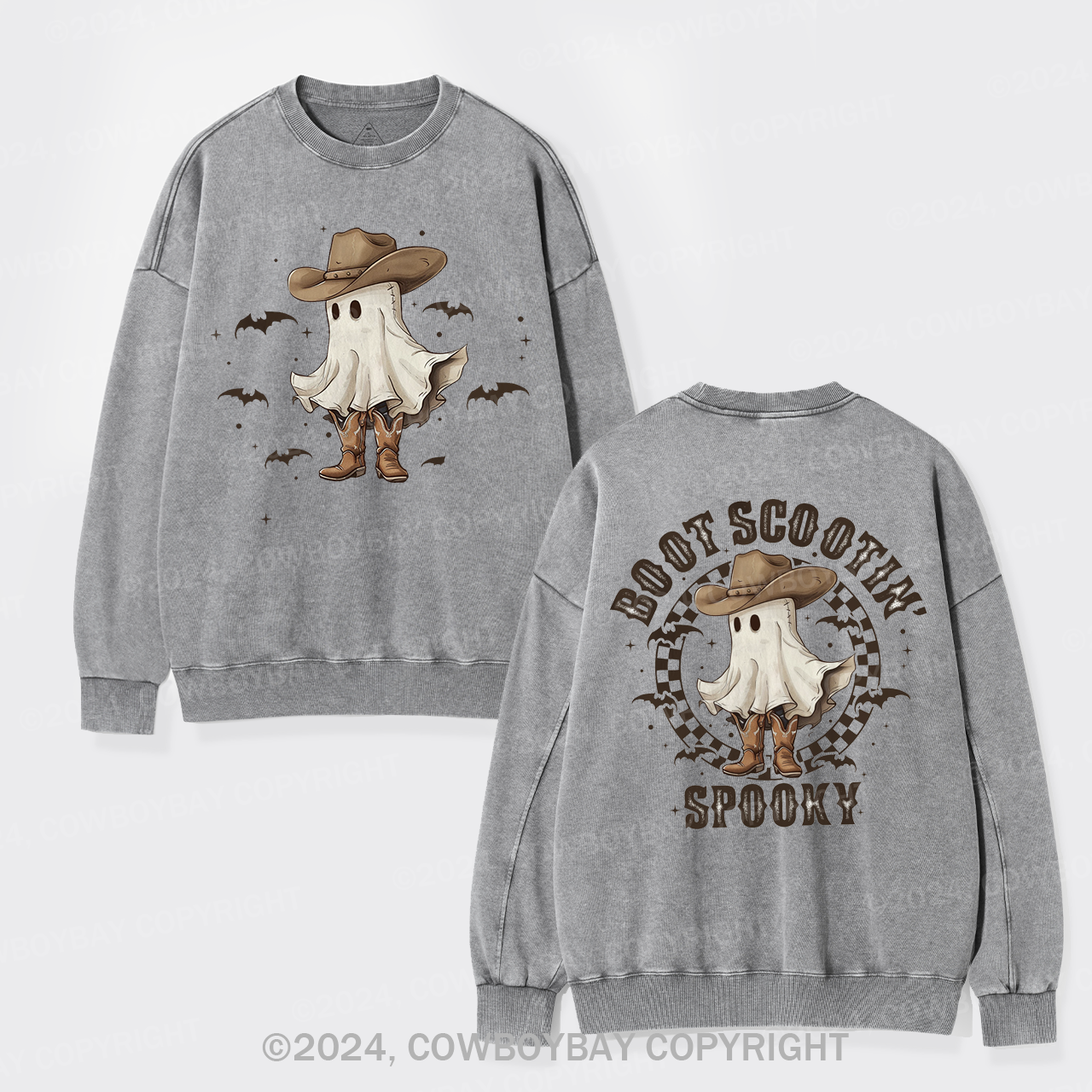 Western Halloween Boot Scoot Spooky Washed Sweatshirts