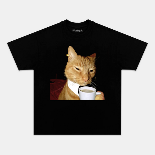 CAT DRINKING COFFEE TEE
