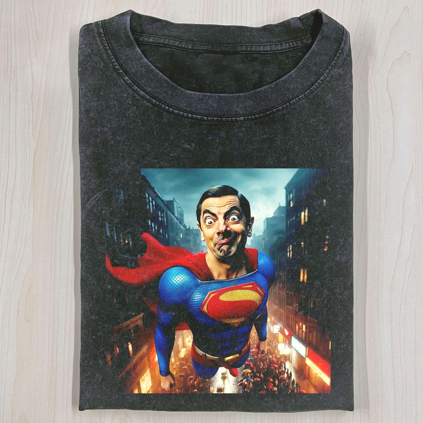 MR. BEAN WEARING SUPERMAN T-SHIRT