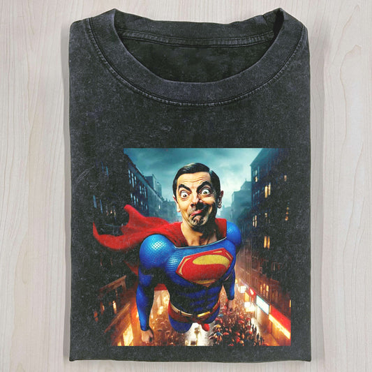 MR. BEAN WEARING SUPERMAN T-SHIRT
